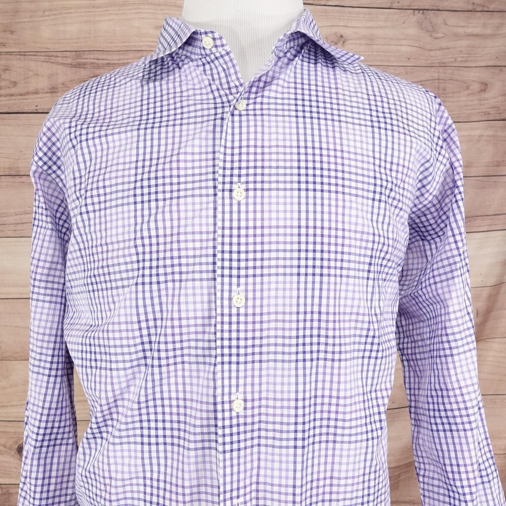 Daniel Cremieux Classics Button Down Shirt Mens 2XL Purple Gingham 100% Cotton